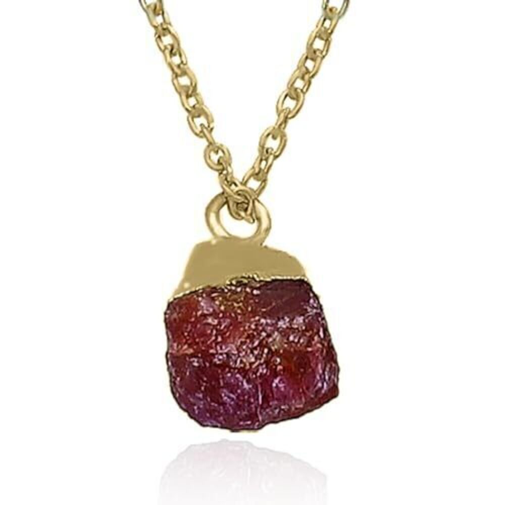 6917 Ruby Necklace , Premium Gold Raw Stone Necklaces - Tarnish Free 18K
